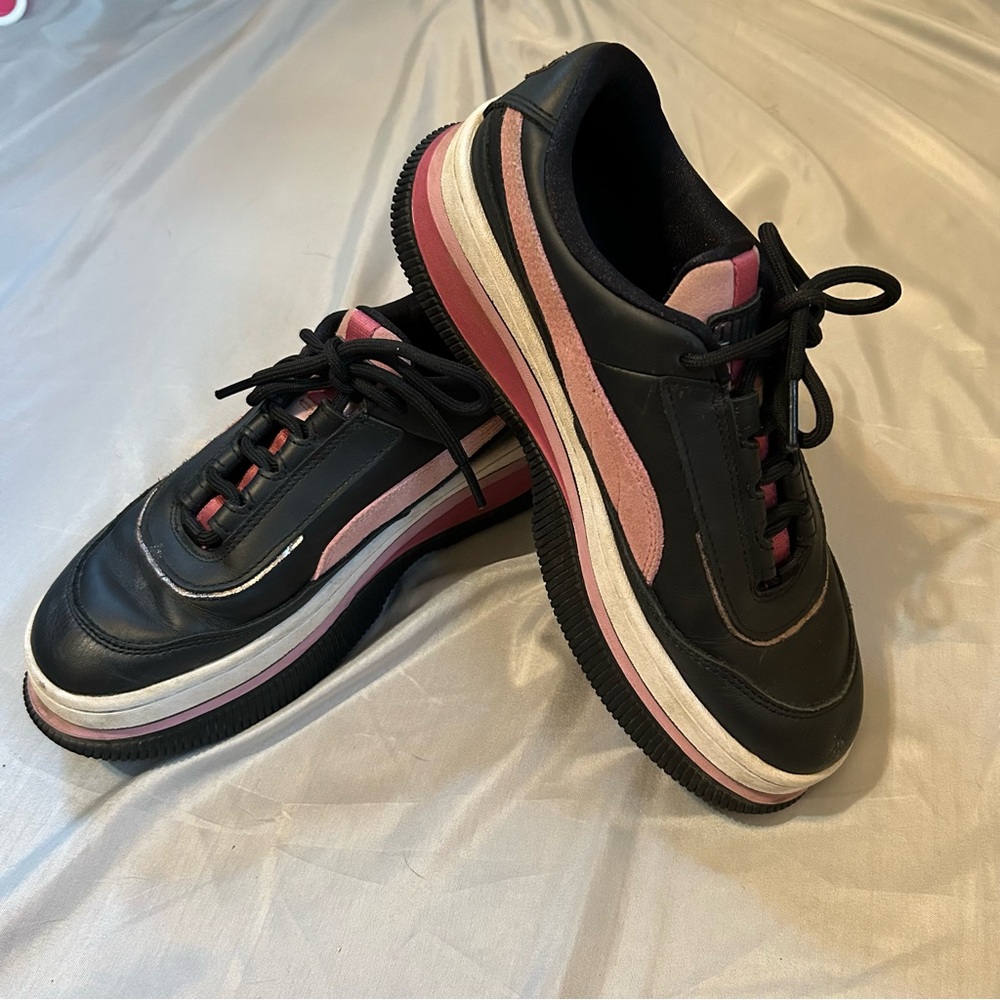Puma black and pink platform sneakers size 9